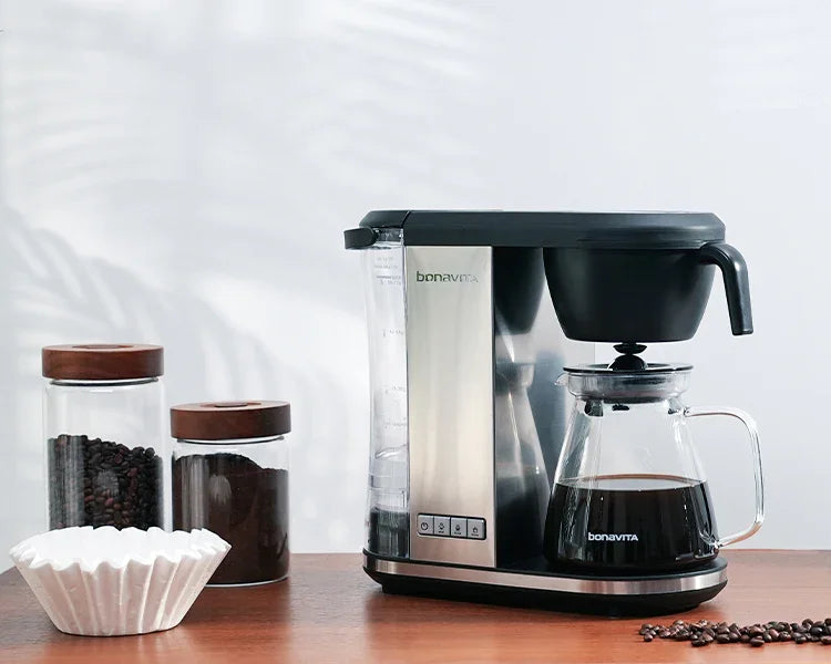 Bonavita - Enthusiast One-Touch Coffee Brewer 8 Cup Stainless Steel with Glass Carafe & Brew Stop - BVC2201GS