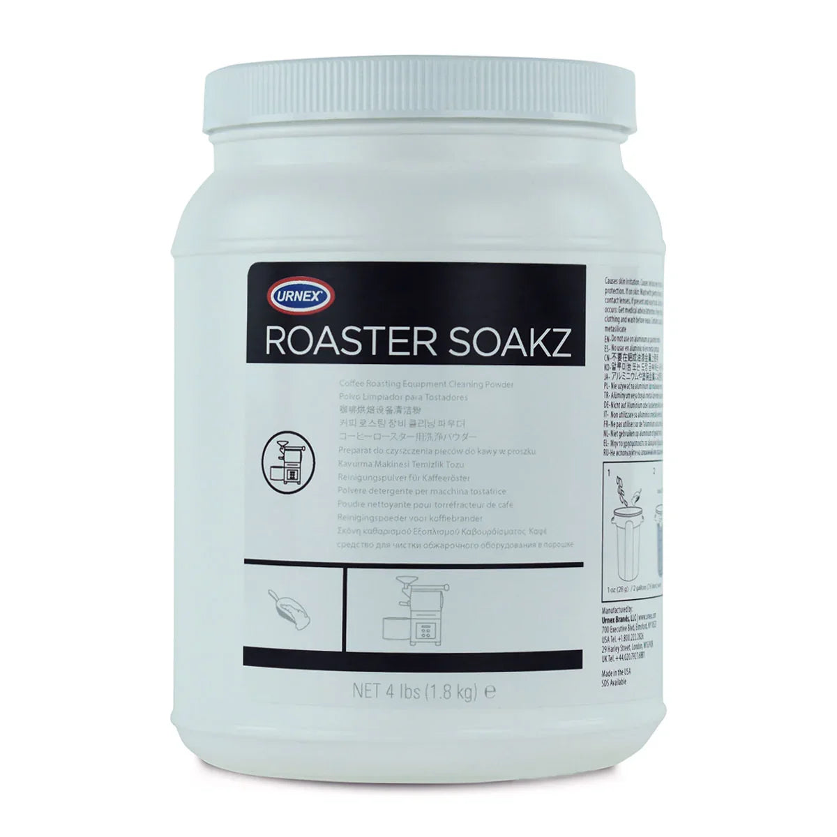 Urnex Roaster Soakz Cleaning Powder - 4 lb/1.8kg Jar