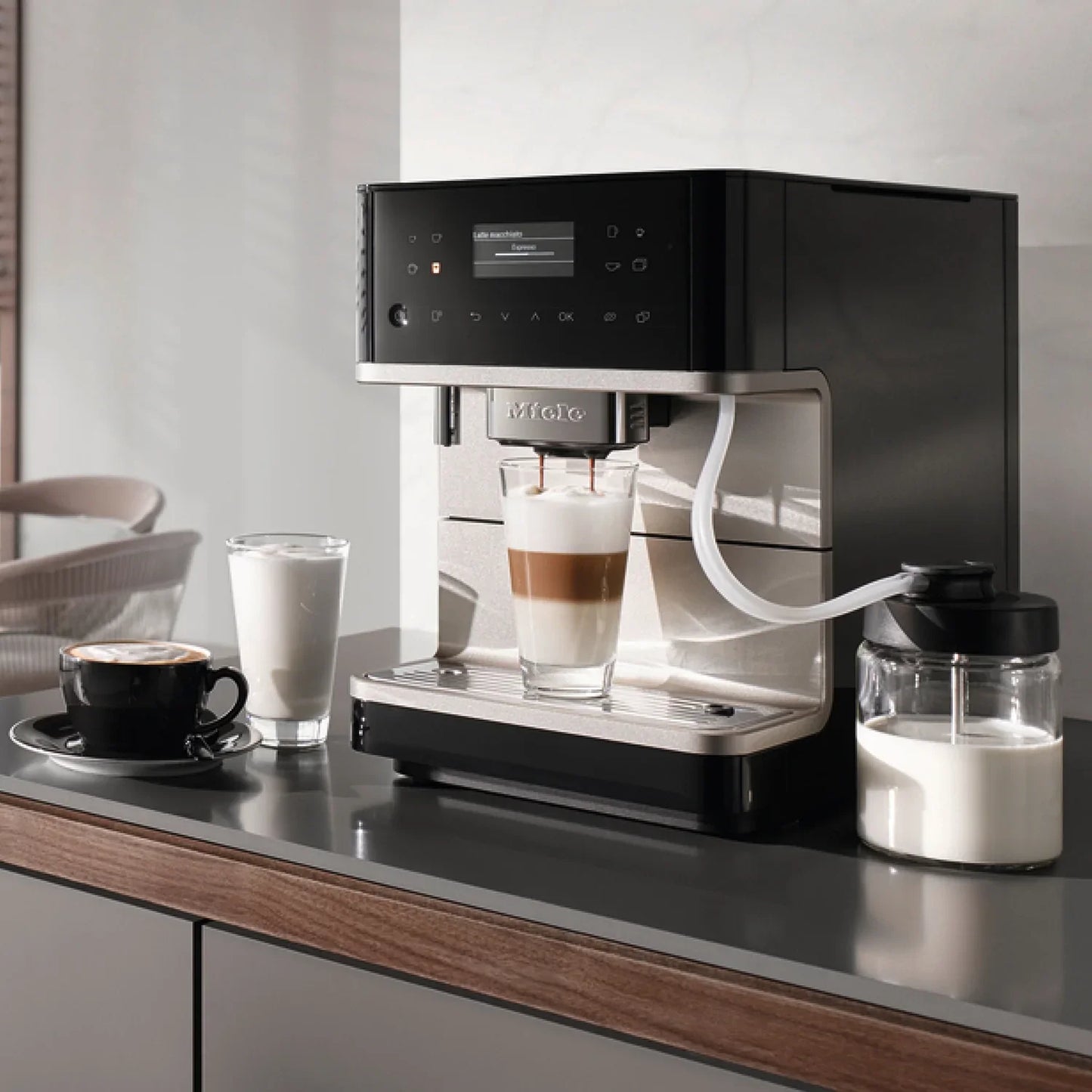 Miele CM6360 OBCM Milk Perfection Superautomatic Espresso Machine - Obsidian Black & Steel, 29636011CDN