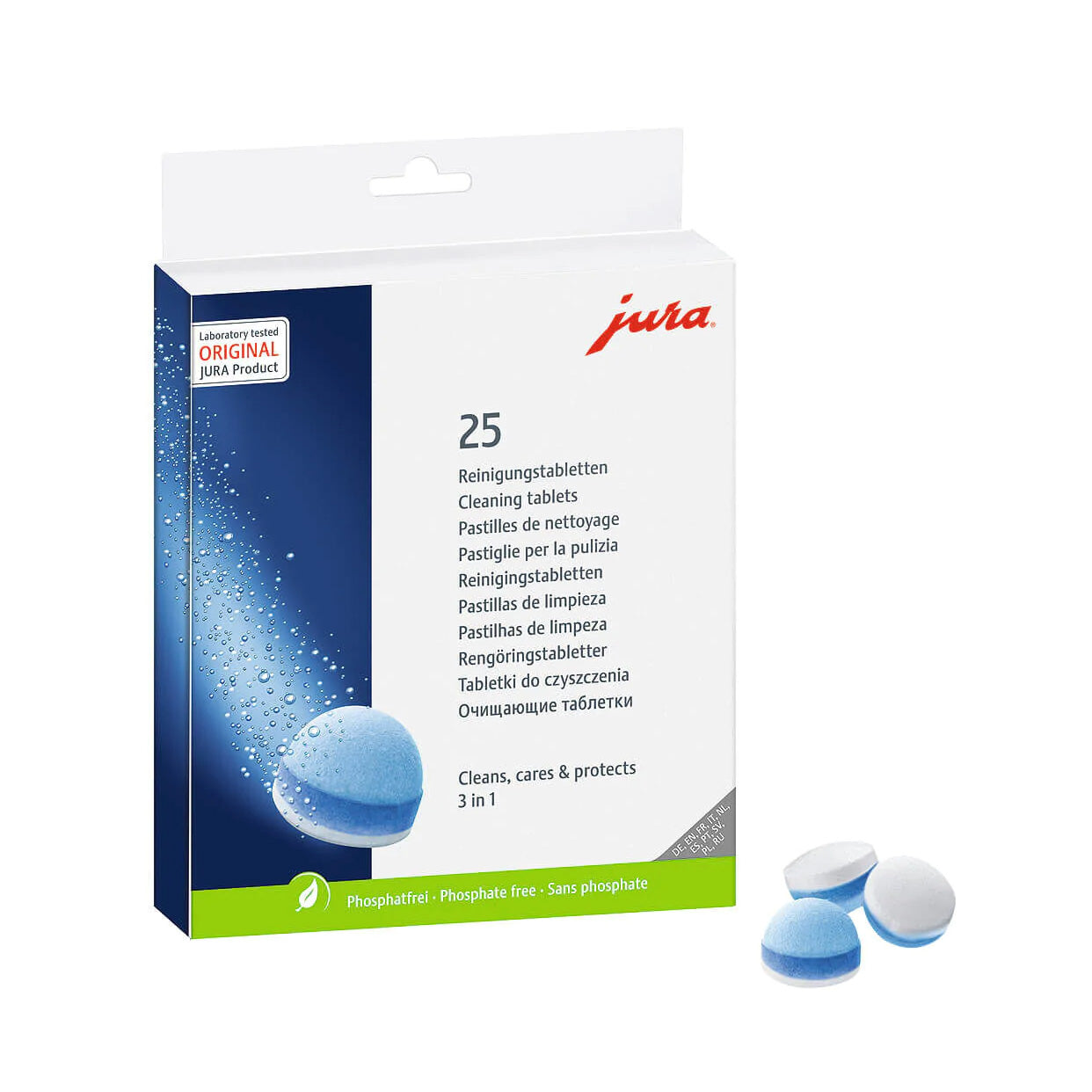 Jura Espresso Machine Cleaning Tablet, 3-Phase Cleaning - 25 Pack