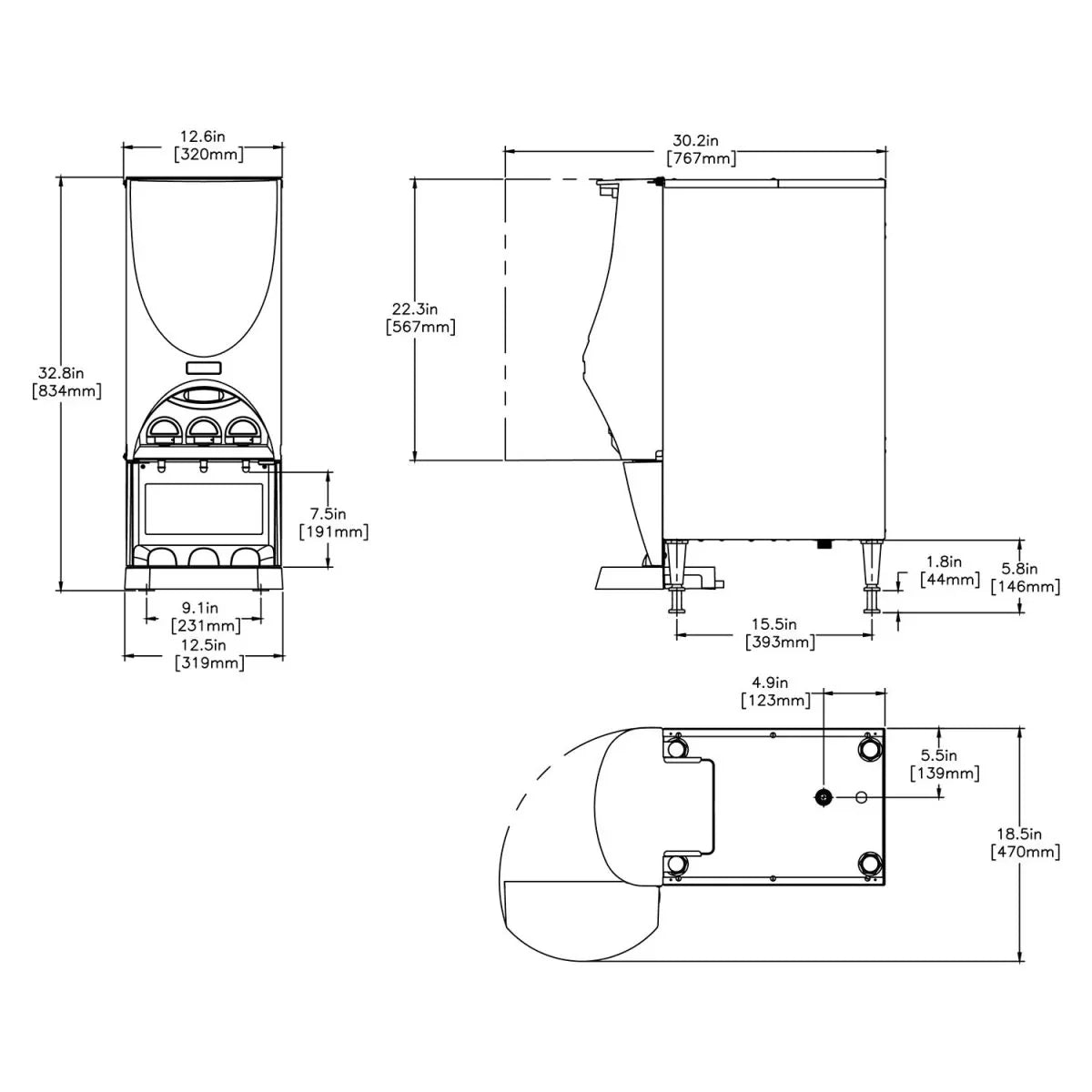 Bunn iMIX-3 Hot Beverage Cappuccino System with 3 Hoppers - 36900.6000