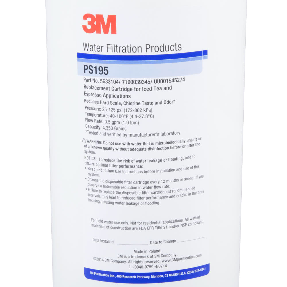 3M Cuno PS195 Retrofit Scale, Chlorine Taste and Odor Reduction Cartridge