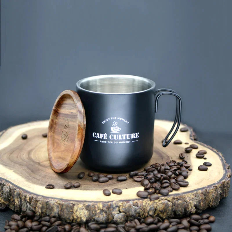 Danesco Cafe Culture Double-Wall Steel Mug 450ml - Black - 4244777BK