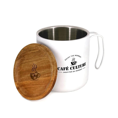 Danesco Cafe Culture Double-Wall Steel Mug 450ml - White - 4244788WH
