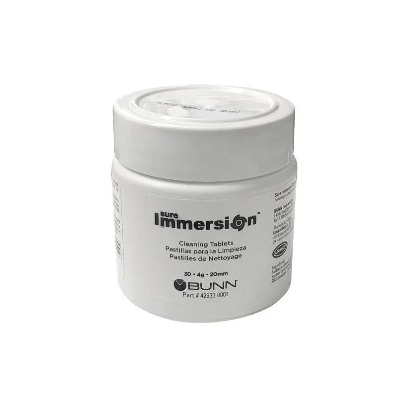 Bunn Cleaning Tablets for Sure Immersion Jar of 30 Tablets 4g x 20mm - 42933.0001 or 42933.0002