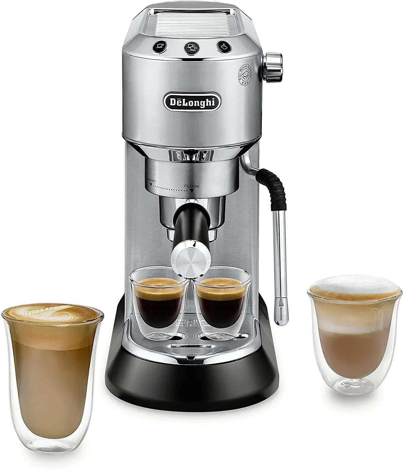 DeLonghi Dedica ARTE Silver Metal Espresso Machine with Premium Frother - EC885M