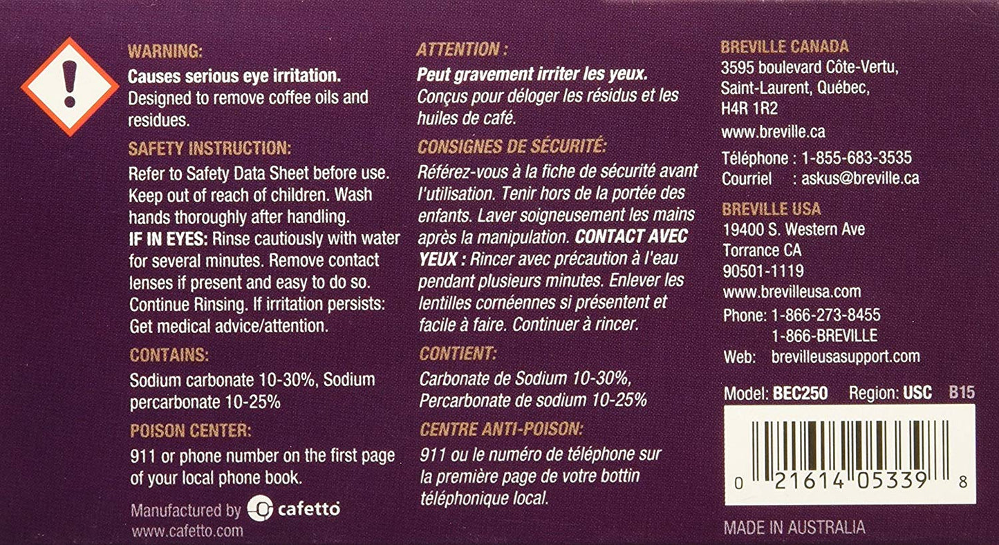Breville Espresso Machine Cleaning Tablets BREBEC250