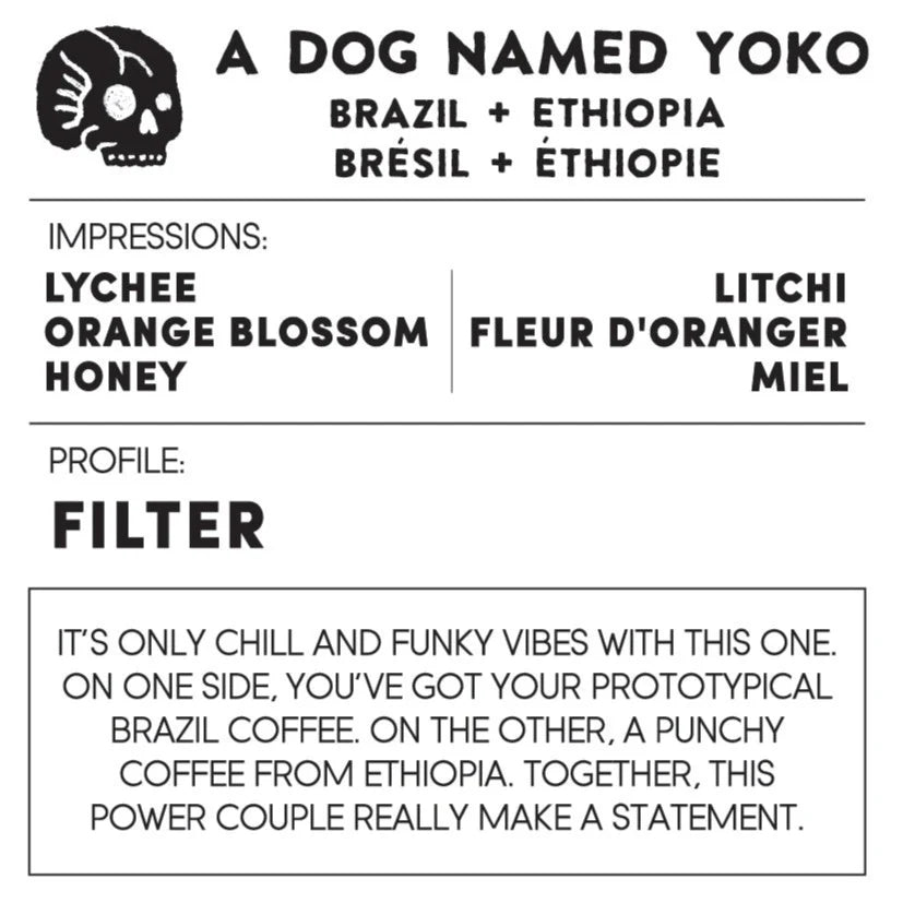 Back Road Coffee A Dog Named Yoko Brazil + Ethiopia Espresso Blend Medium Roasted Whole Beans 300g