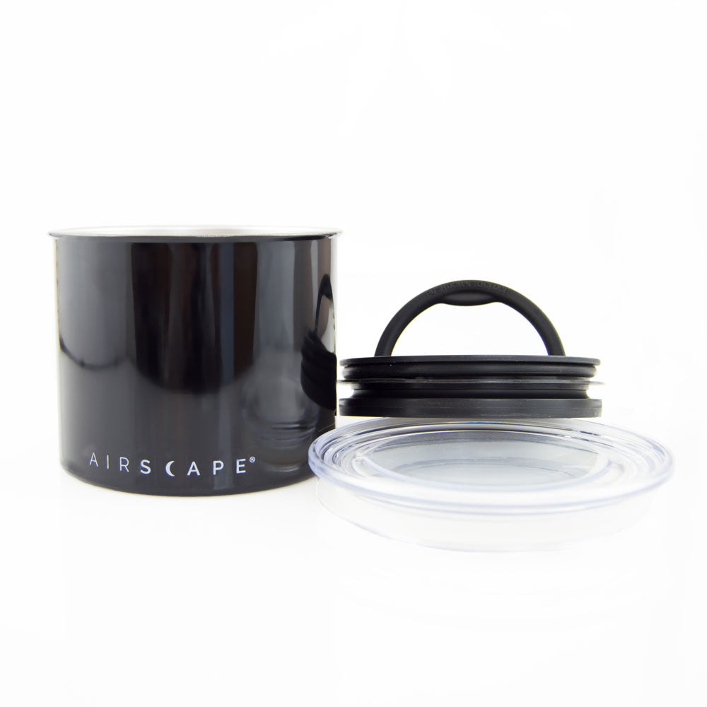 Planetary Design AirScape Classic Stainless Steel 32oz Coffee Canister 4" - Obsidian Black with Smoke Lid