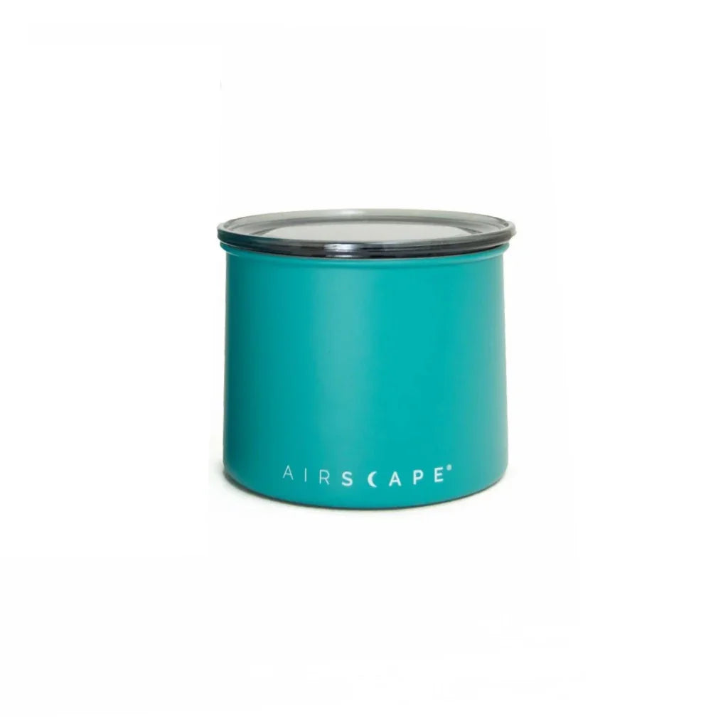 Planetary Design AirScape Classic Stainless Steel 32oz Coffee Canister 4" - Matte Turquoise with Smoke Lid - AS06M04