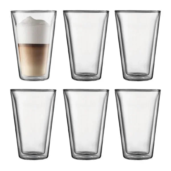 Bodum Canteen Double Wall Glasses Set of 6 - Large 0.4L / 13.5oz