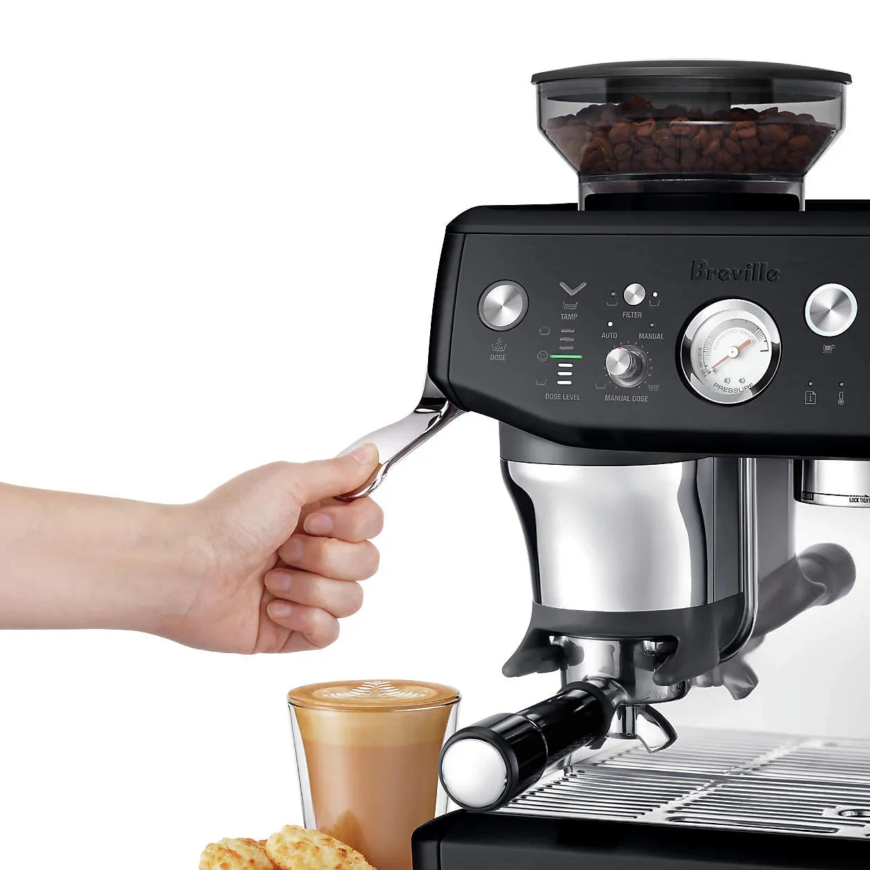 Breville - Barista Express Impress Semi-Automatic Combo Espresso Machine with Grinder Black Truffle - BES876BTR