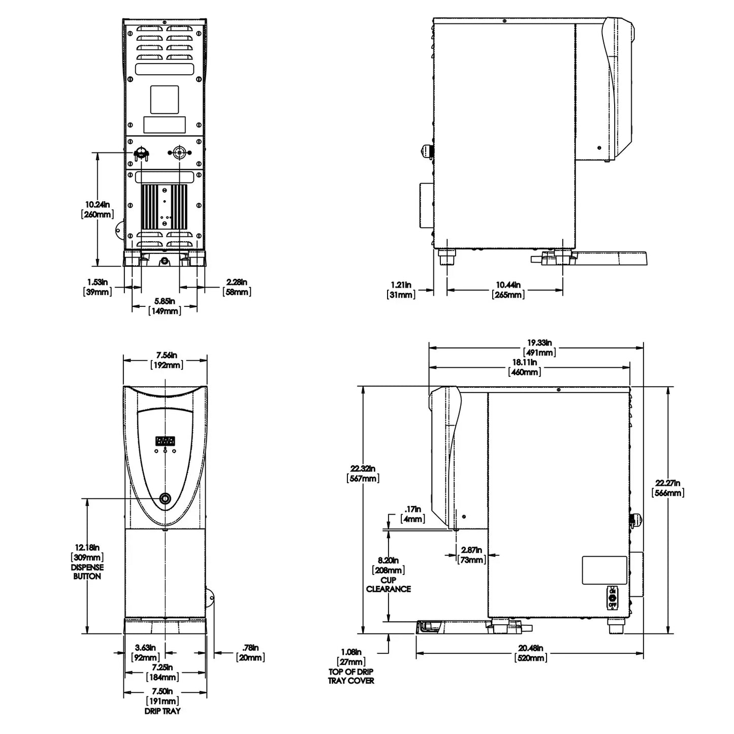 Bunn H3X ELEMENT SST 208V 3 Gallon Hot Water Tower Dispenser - 45300.6007