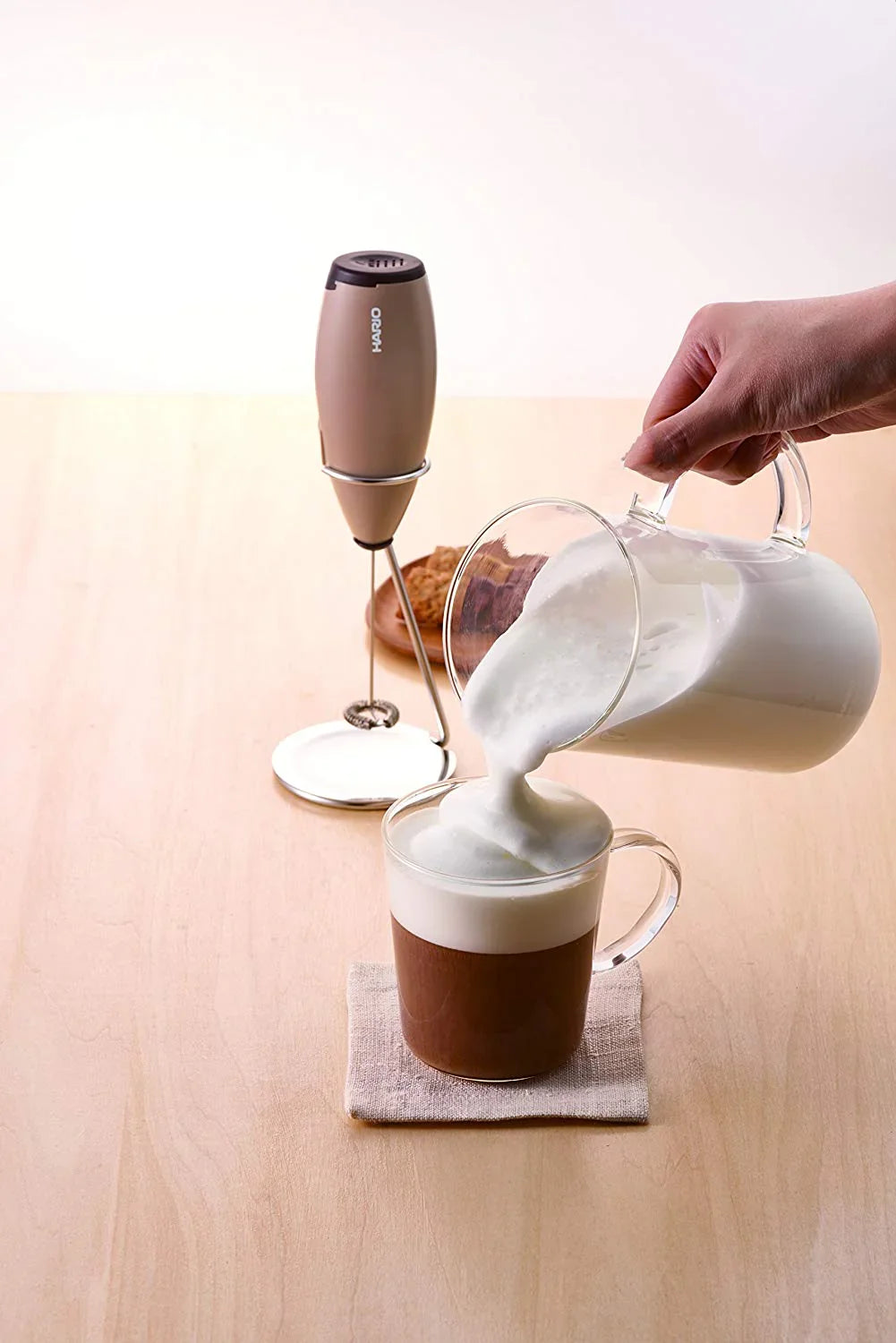 Hario Creamer Z Brown Frother with Stainless Steel Stand CZ-1BR