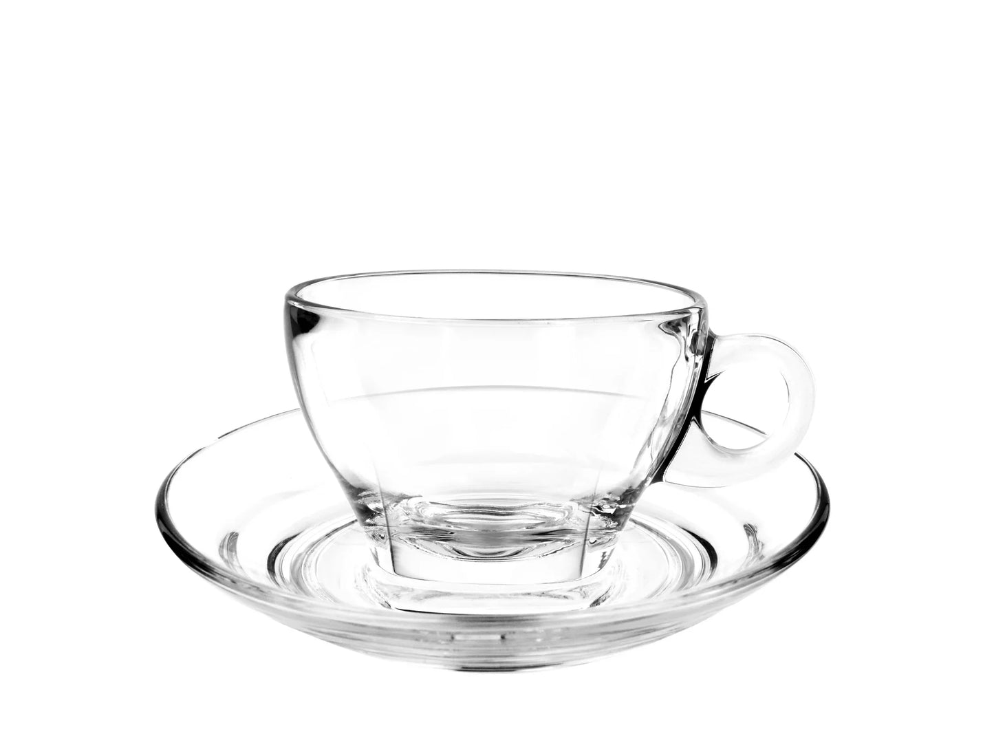 Cuisivin Caffe Latte 9oz Glass Cups and Saucers Set of 2