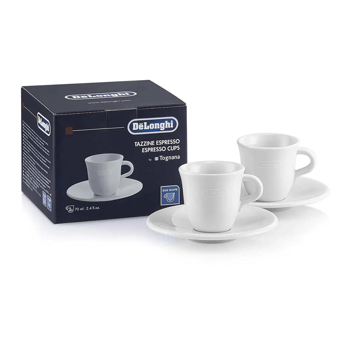 Delonghi Ceramic Espresso Cups & Saucer by Tognana Set of 2 - DLSC308