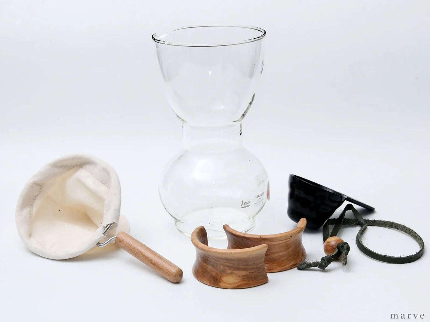 Hario Drip Pot with Olive Wood Neck 3-4 Cup - DPW-3-OV