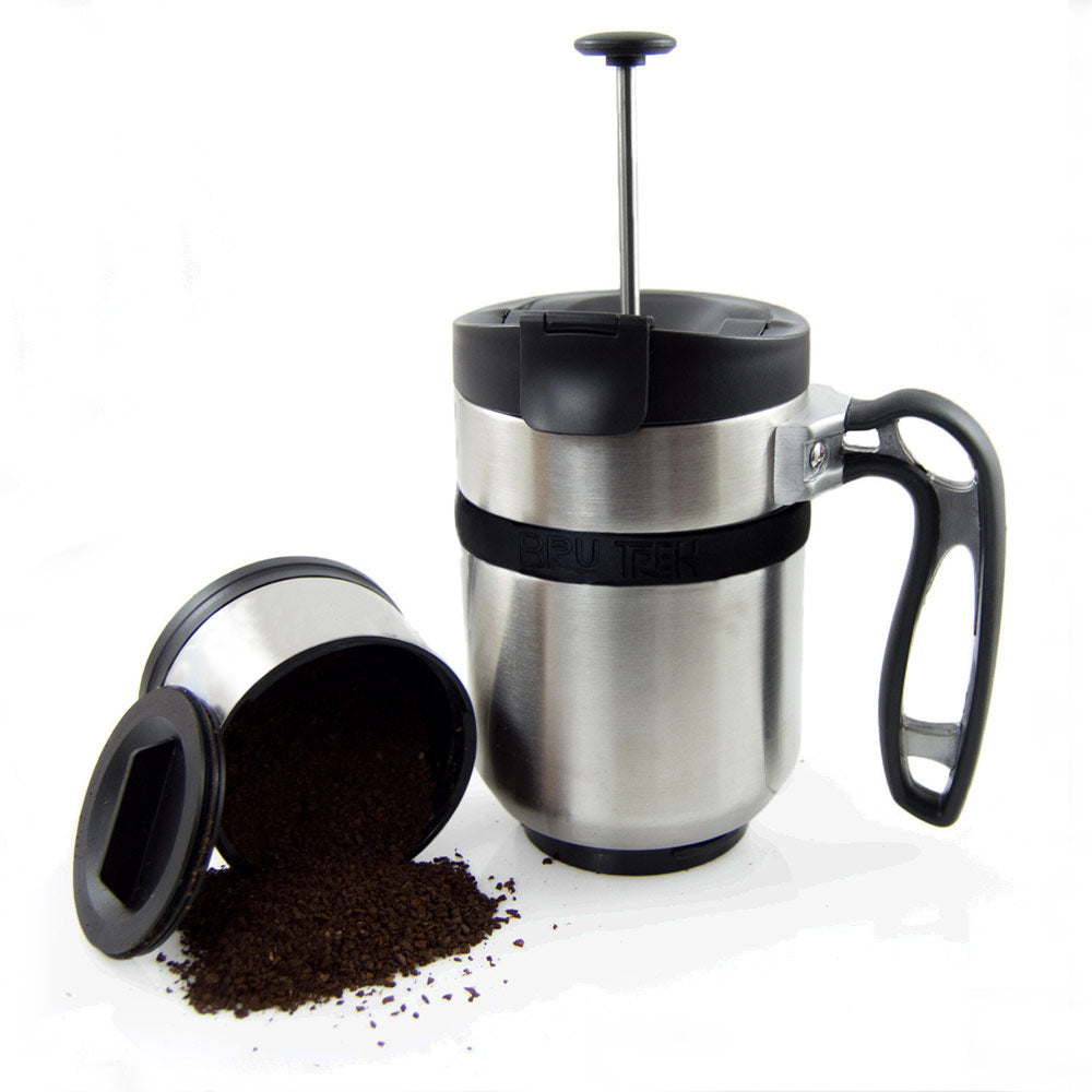 Planetary Design Double Shot Travel Press with Bru-Stop 16 fl. oz. - Brushed Steel - DS0116