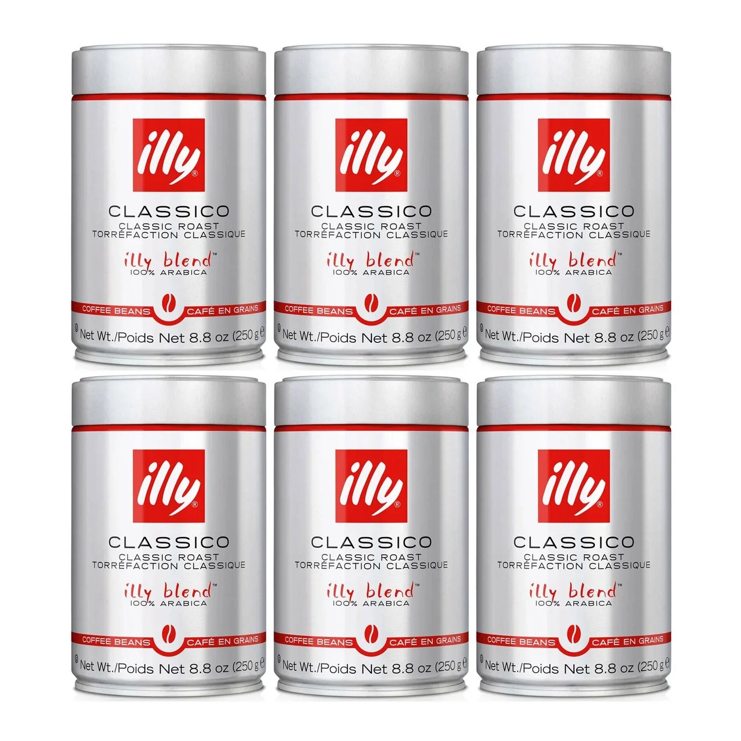 Illy Espresso Whole Beans - Classico - Classic Medium Roast 250g - Case of 6 - A061