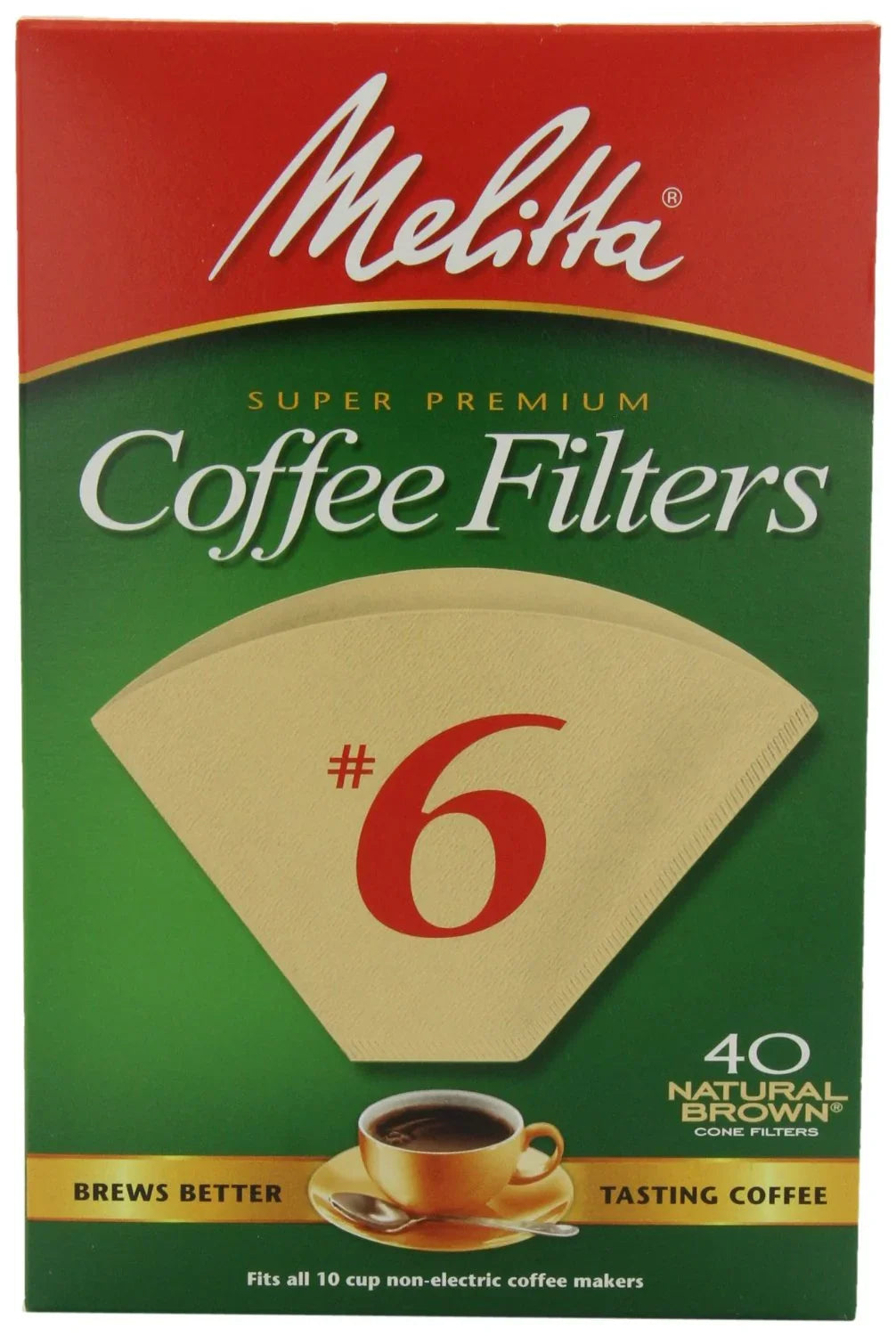 Melitta Cone Filters #6 Natural Brown 40 Pack