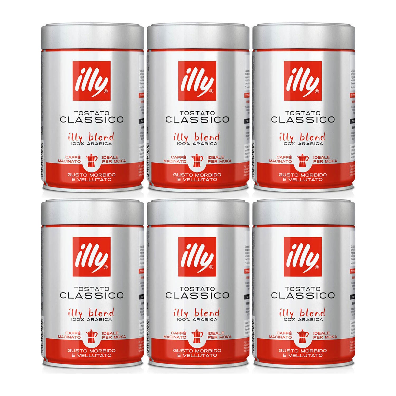 Illy Ground Coffee - Moka Classico Medium Roast 250g - Case of 6 A064