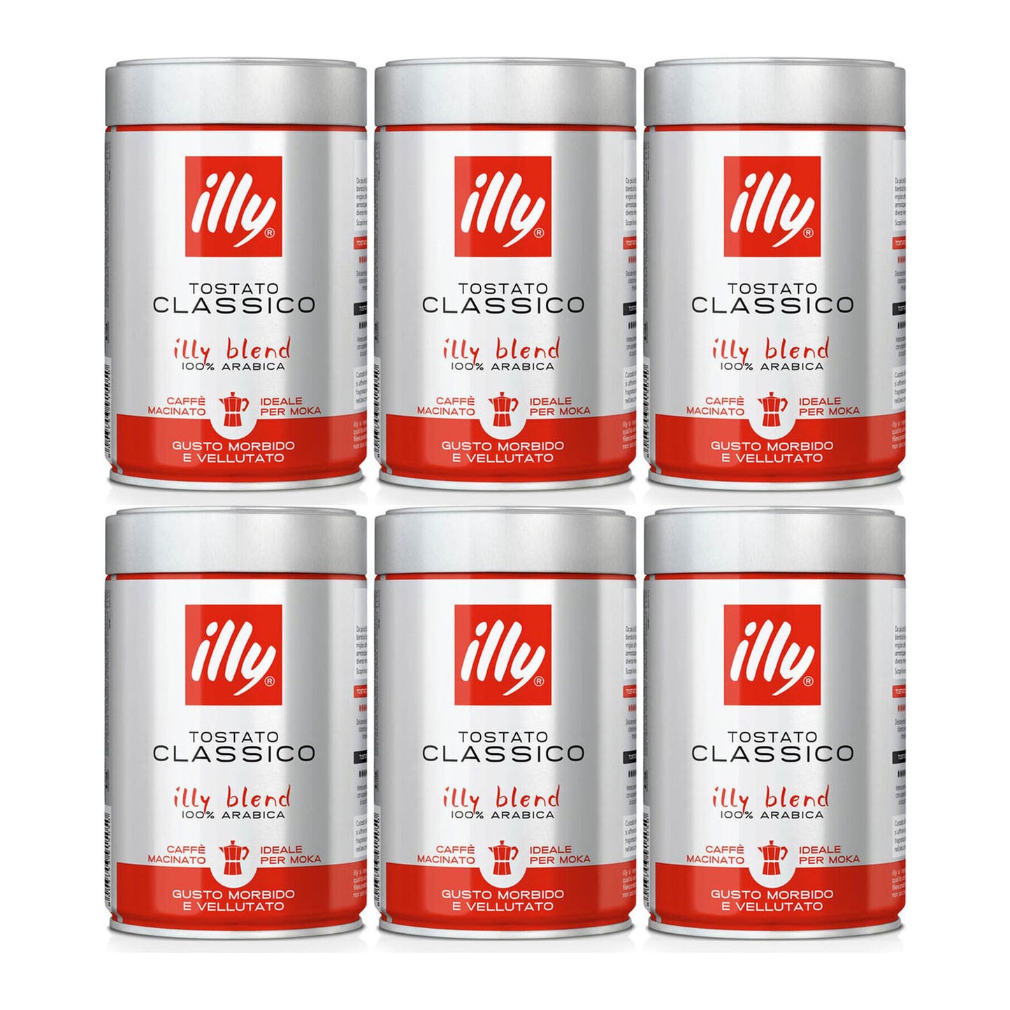 Illy Ground Coffee - Moka Classico Medium Roast 250g - Case of 6 A064