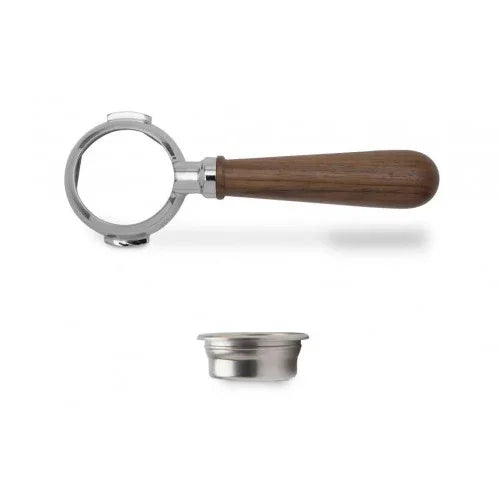 Lelit 58mm Bottomless Inclined Wood Handle Portafilter - LEPLA580W