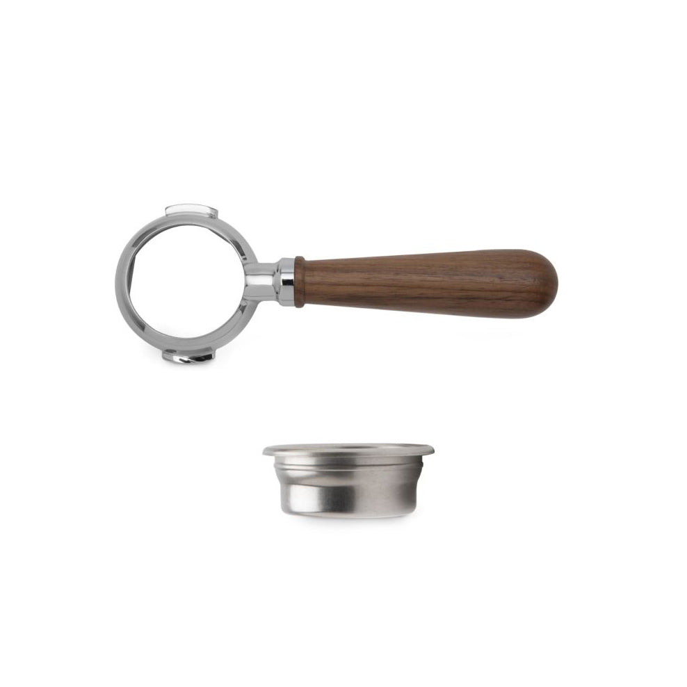 Izzo 58mm Bottomless Wood Portafilter for E61 Group Heads with 21g Basket - TF1435