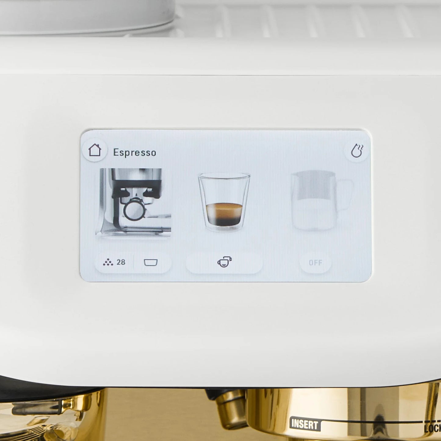 Breville - Barista Touch Impress Semi-Automatic Combo Espresso Machine with Grinder - Sea Salt + Brass Accents - BES881SSB