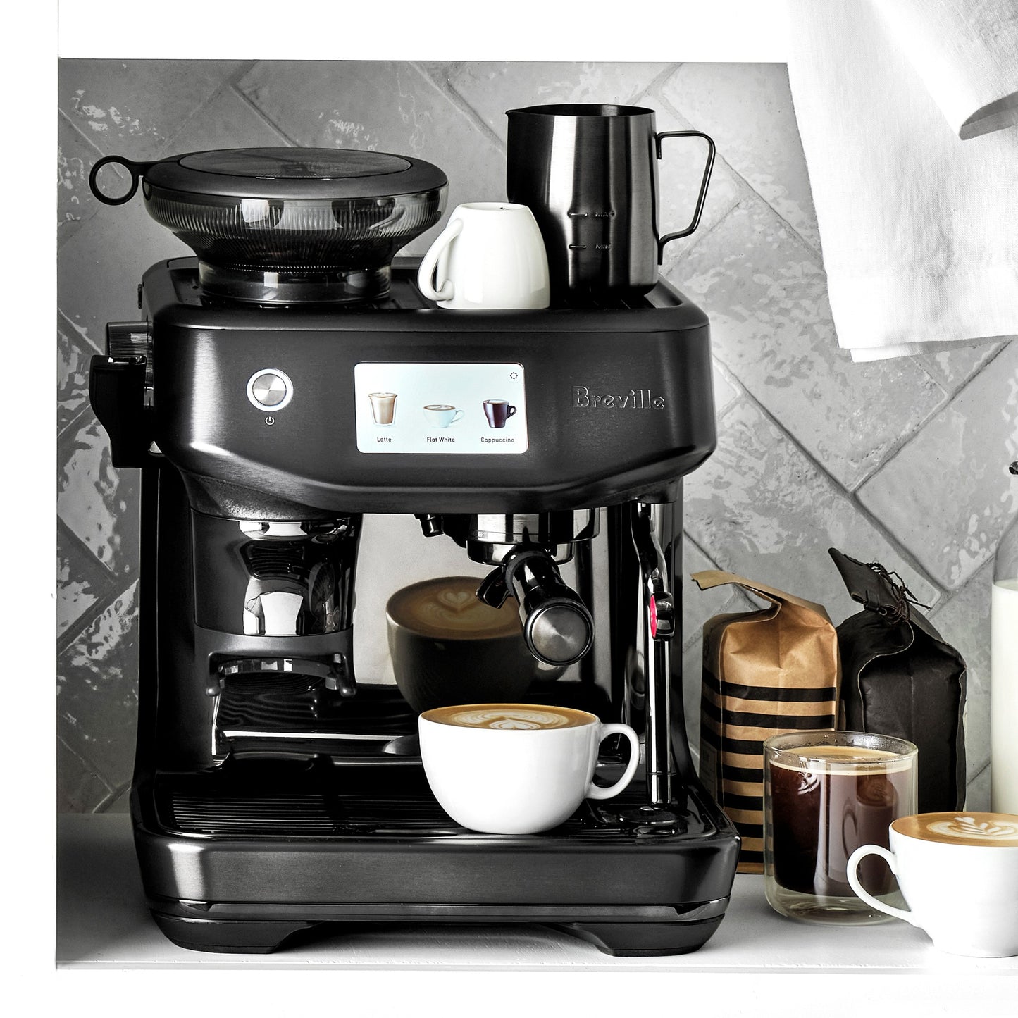 Breville - Barista Touch Impress Semi-Automatic Combo Espresso Machine with Grinder - Noir Edition - BES881NRE