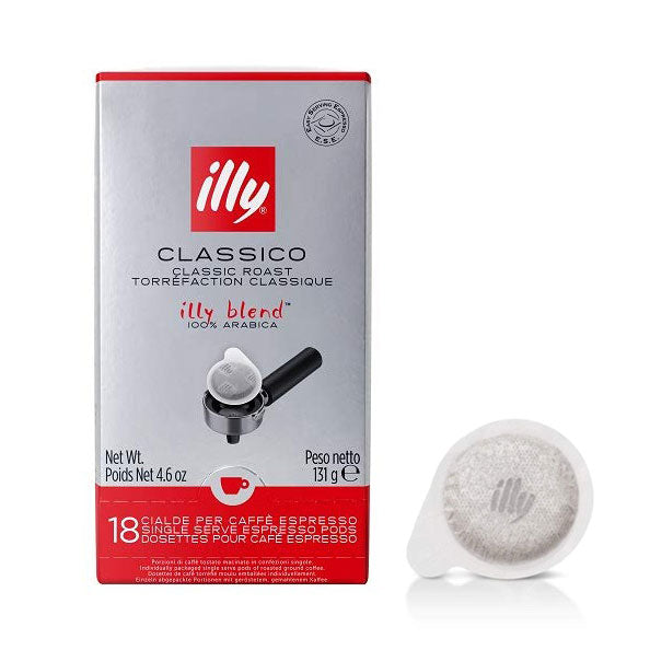 Illy ESE Espresso Pods Box of 18 - Classico Medium Roast (Red Label) #7998 - Case of 12