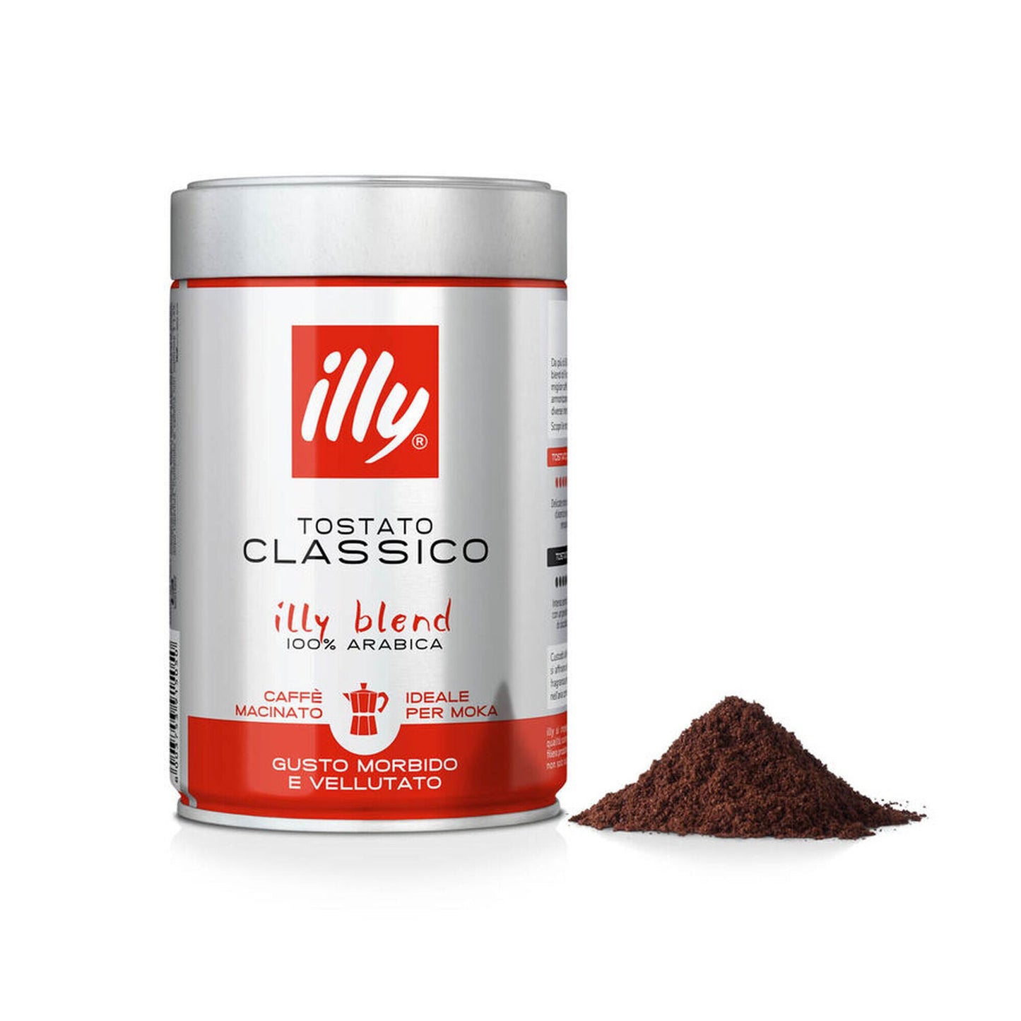 Illy Ground Coffee - Moka Classico Medium Roast 250g - Case of 6 A064