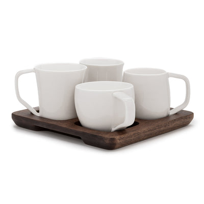 Espro Tasting Cup Set with Acacia Wood Tray - White Finish TC1