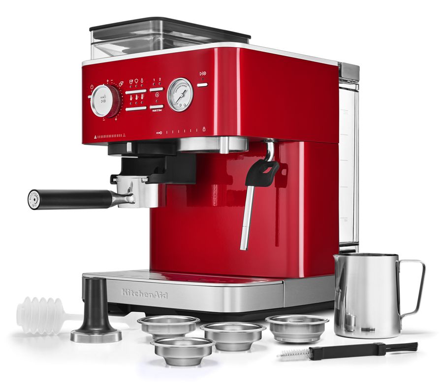 KitchenAid - Semi Automatic Espresso Machine with Burr Grinder Candy Apple Red - KES6551SCA