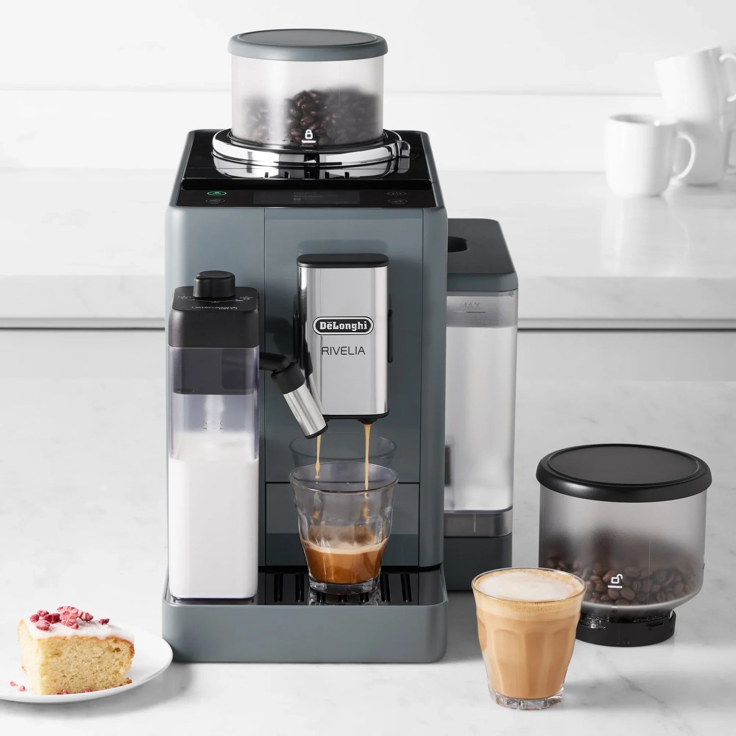 DeLonghi - Rivelia Bean to Cup Super Automatic Espresso Machine - Pebble Grey EXAM44055G