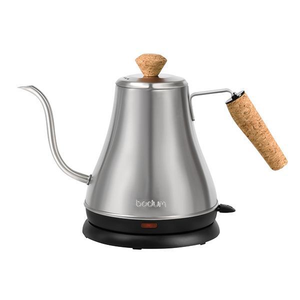 Bodum Melior Electric Gooseneck Water Kettle 0.8 L / 27 oz - Brushed Stainless Steel with Cork