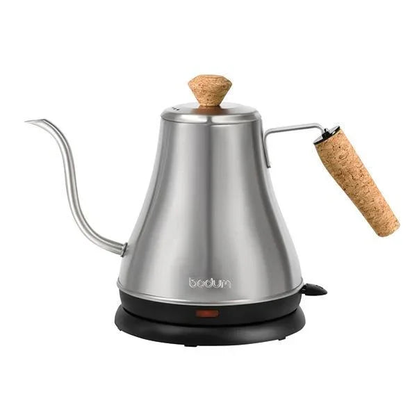 Bodum Melior Electric Gooseneck Water Kettle 0.8 L / 27 oz - Brushed Stainless Steel with Cork