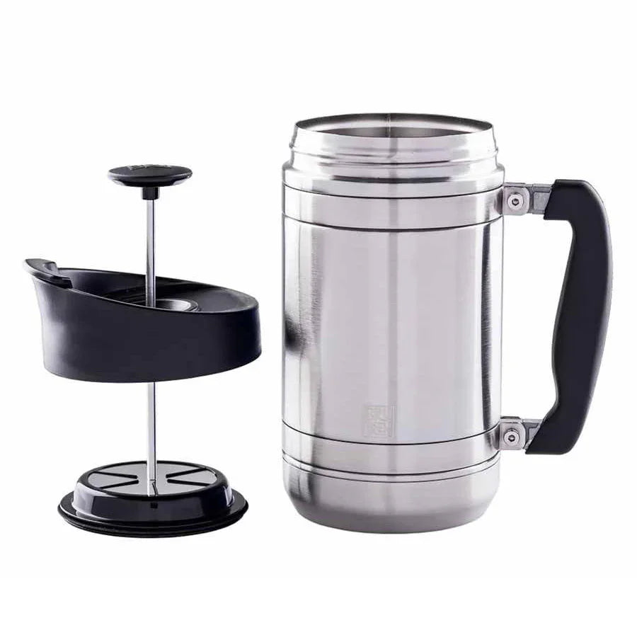 BruTek Basecamp / Sierra French Press with Bru-Stop 32 fl. oz. - Brushed Steel - CFP0132