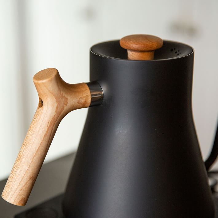 Fellow Stagg EKG Electric Pour-Over Gooseneck Kettle - Matte Black + Maple #1202MA90