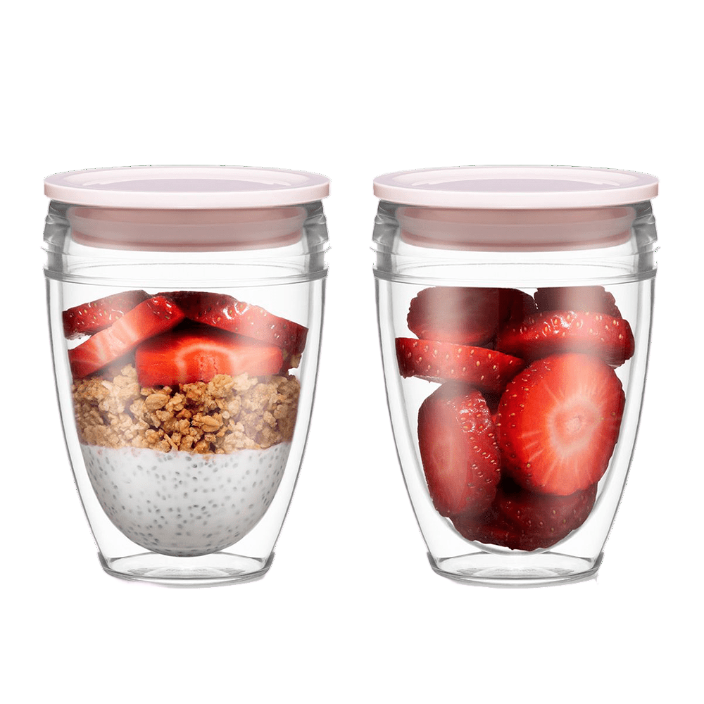 Bodum PAVINA® TO GO 2 pcs double wall tumbler, 0.3l, 10oz with lid, (BPA free) K11849-10SA