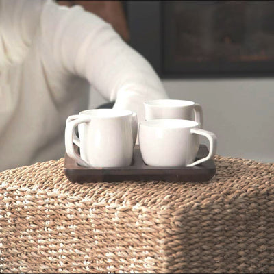 Espro Tasting Cup Set with Acacia Wood Tray - White Finish TC1