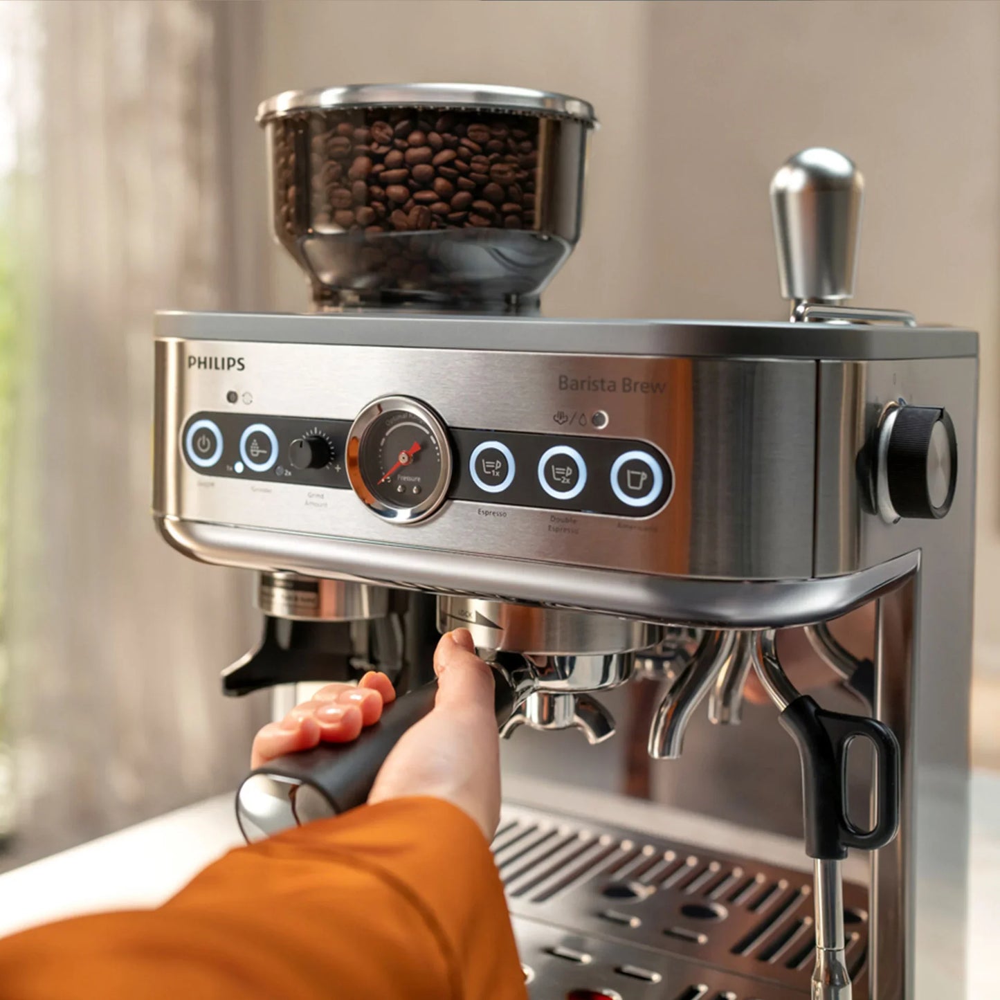 Philips / Saeco - Barista Brew Premium Stainless Steel Silver Semi Automatic Espresso Machine - PSA3228/01