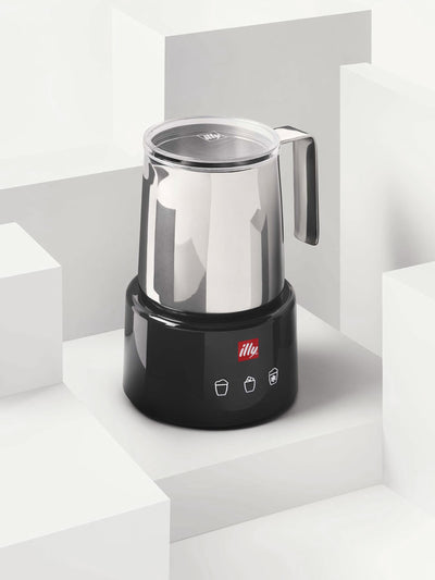 Illy Electric Milk Frother Black & Stainless Steel by Piero Lissoni - #23807