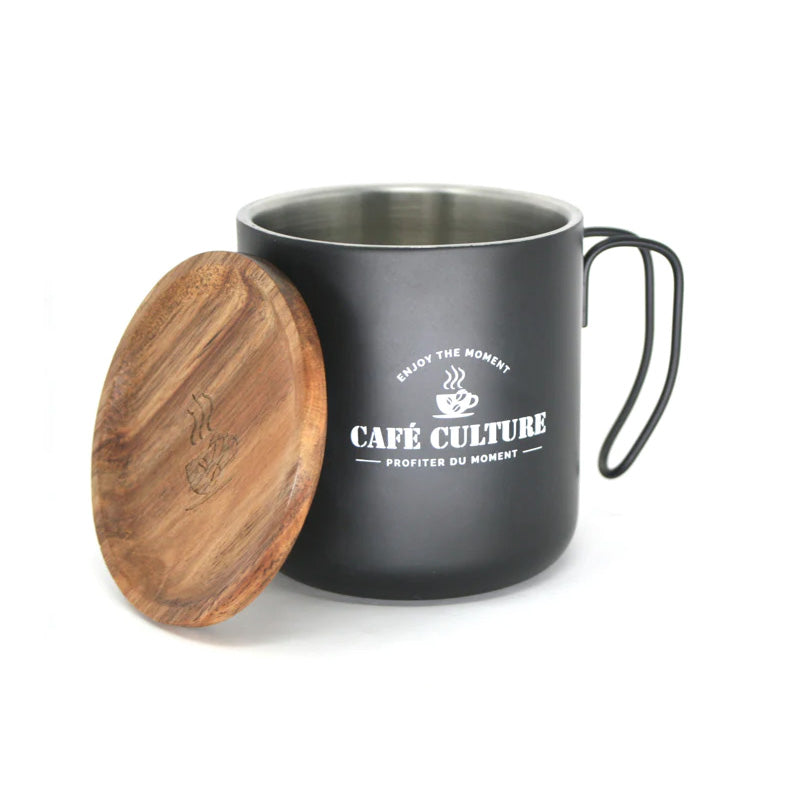 Danesco Cafe Culture Double-Wall Steel Mug 450ml - Black - 4244777BK