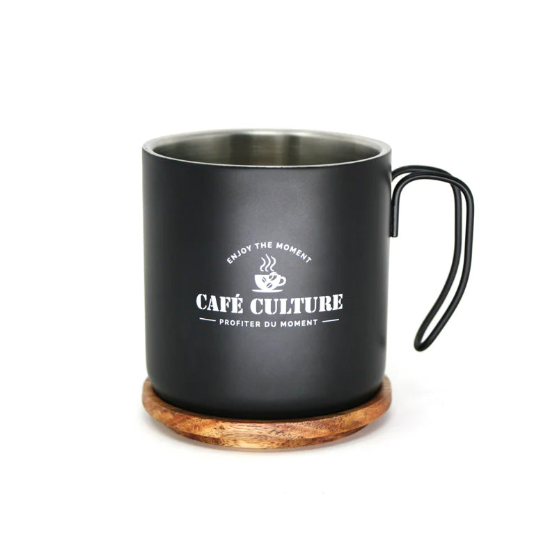 Danesco Cafe Culture Double-Wall Steel Mug 450ml - Black - 4244777BK