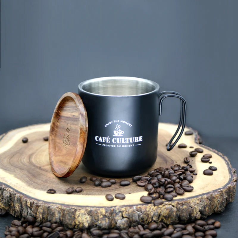 Danesco Cafe Culture Double-Wall Steel Mug 450ml - Black - 4244777BK