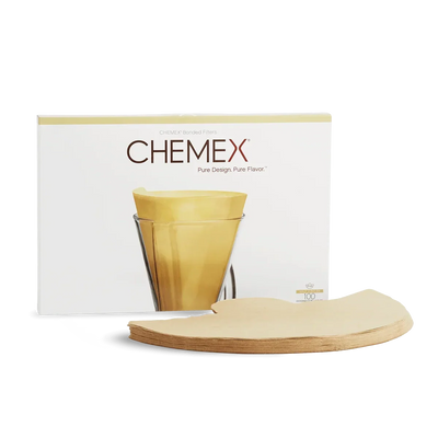 Chemex Bonded Unfolded Pint Size 13" Half Moon Filter Natural 100 Pack - FP-2N