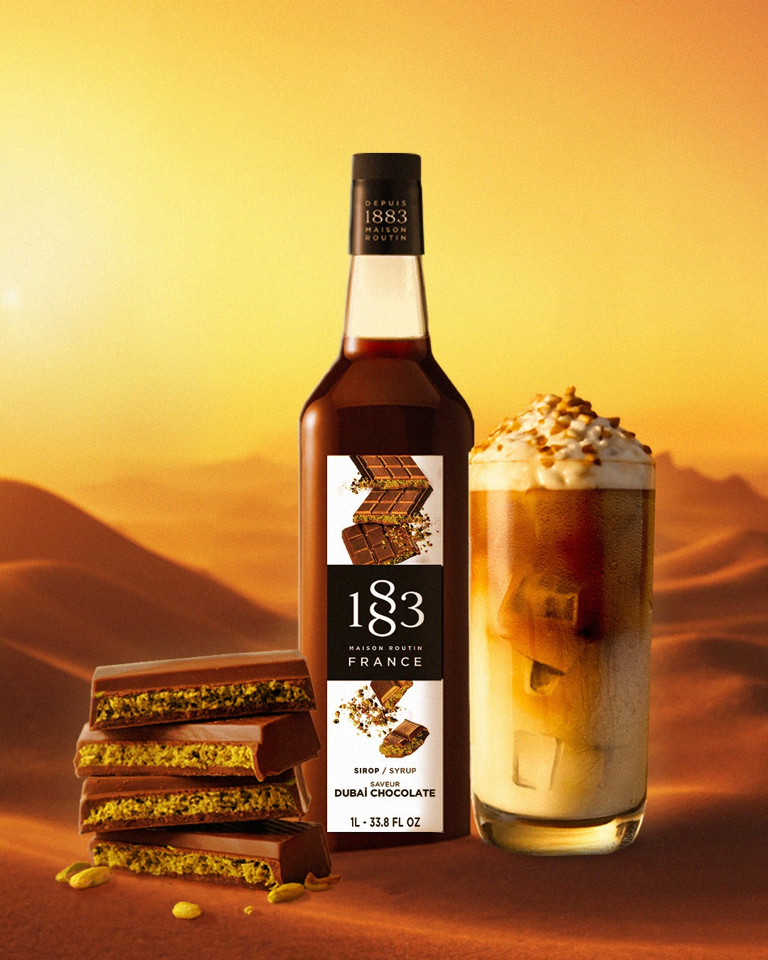 1883 Dubai Chocolate Syrup 1L Glass Bottle