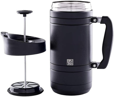 BruTrek Basecamp / Sierra French Press w/ Bru-Stop & spill-proof lid, 48 fl. oz. - Obsidian Black Textured - SFP0748