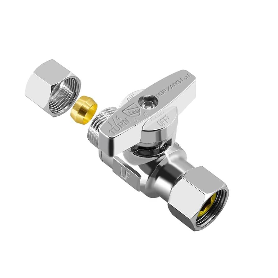 Shut off Valve 3/8 Inch SWIVEL x 3/8 Inch Compression Straight Chrome